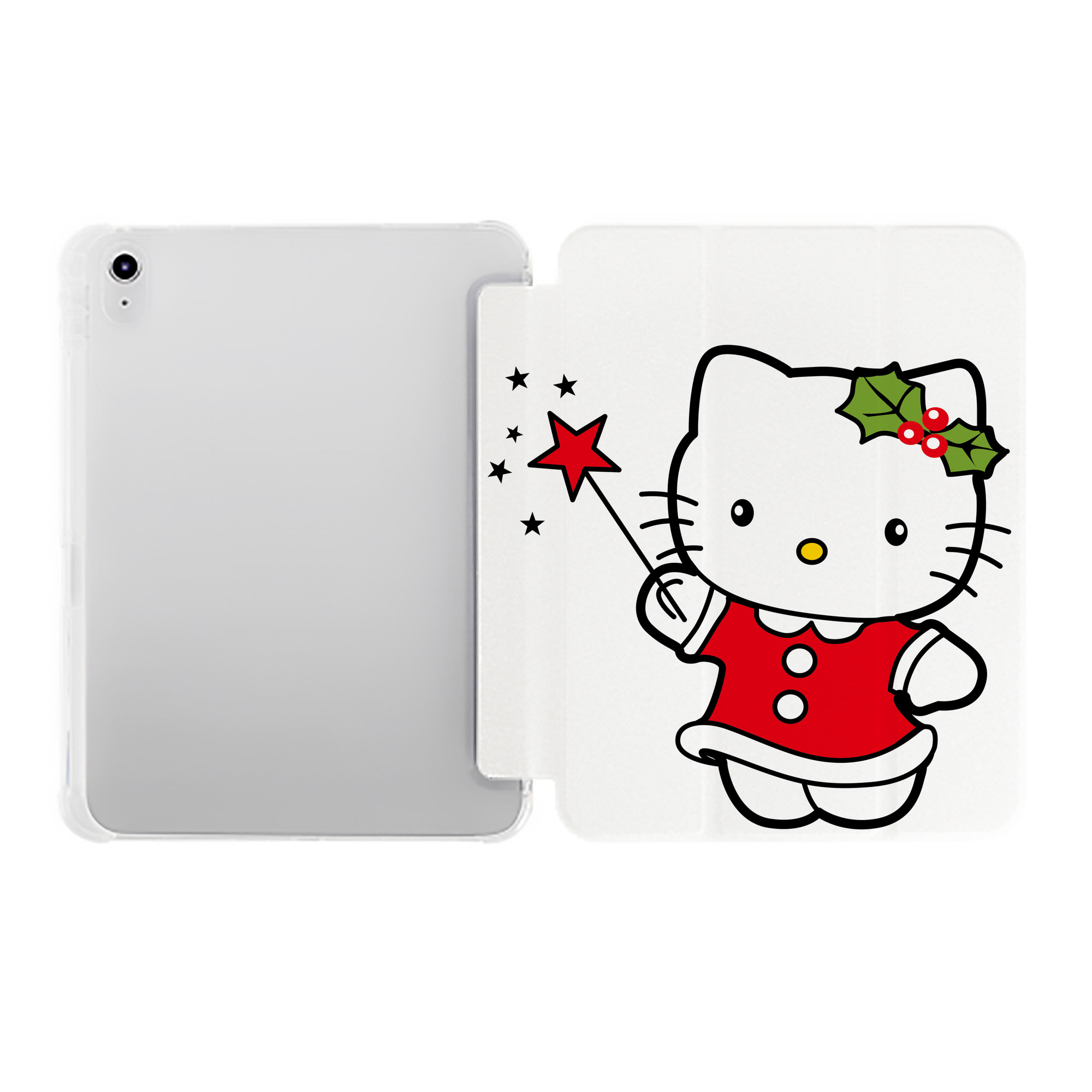 （画像用） Hello Kitty ハローキティ IPad ケース ペン収納付き 三つ折りスタンド PUレザー×シリコン 対応機種9.5/10.5/10.9インチ